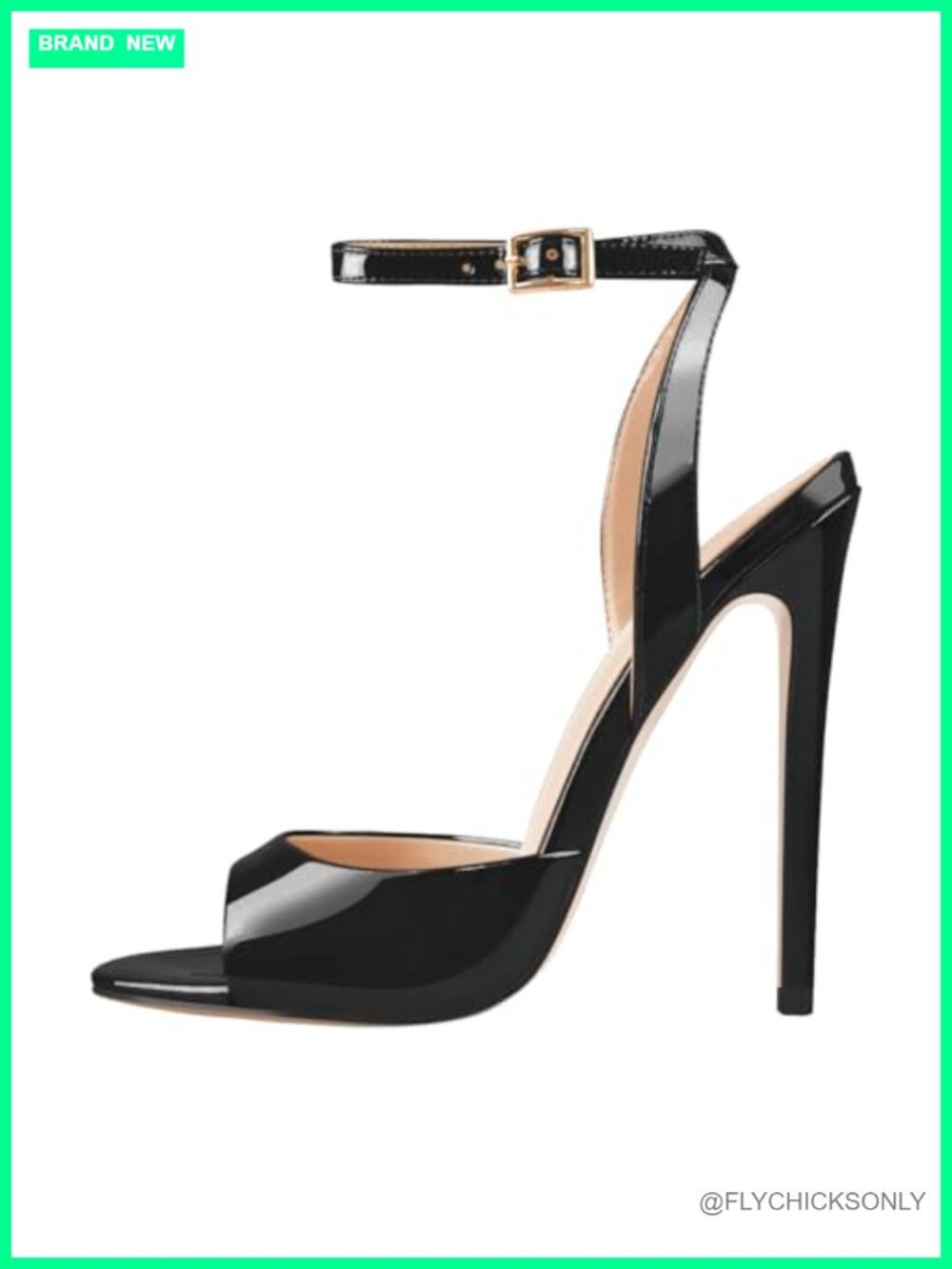 Patent Leather Peep Toe Stiletto Slingback Heeled Sandals for Party Evening